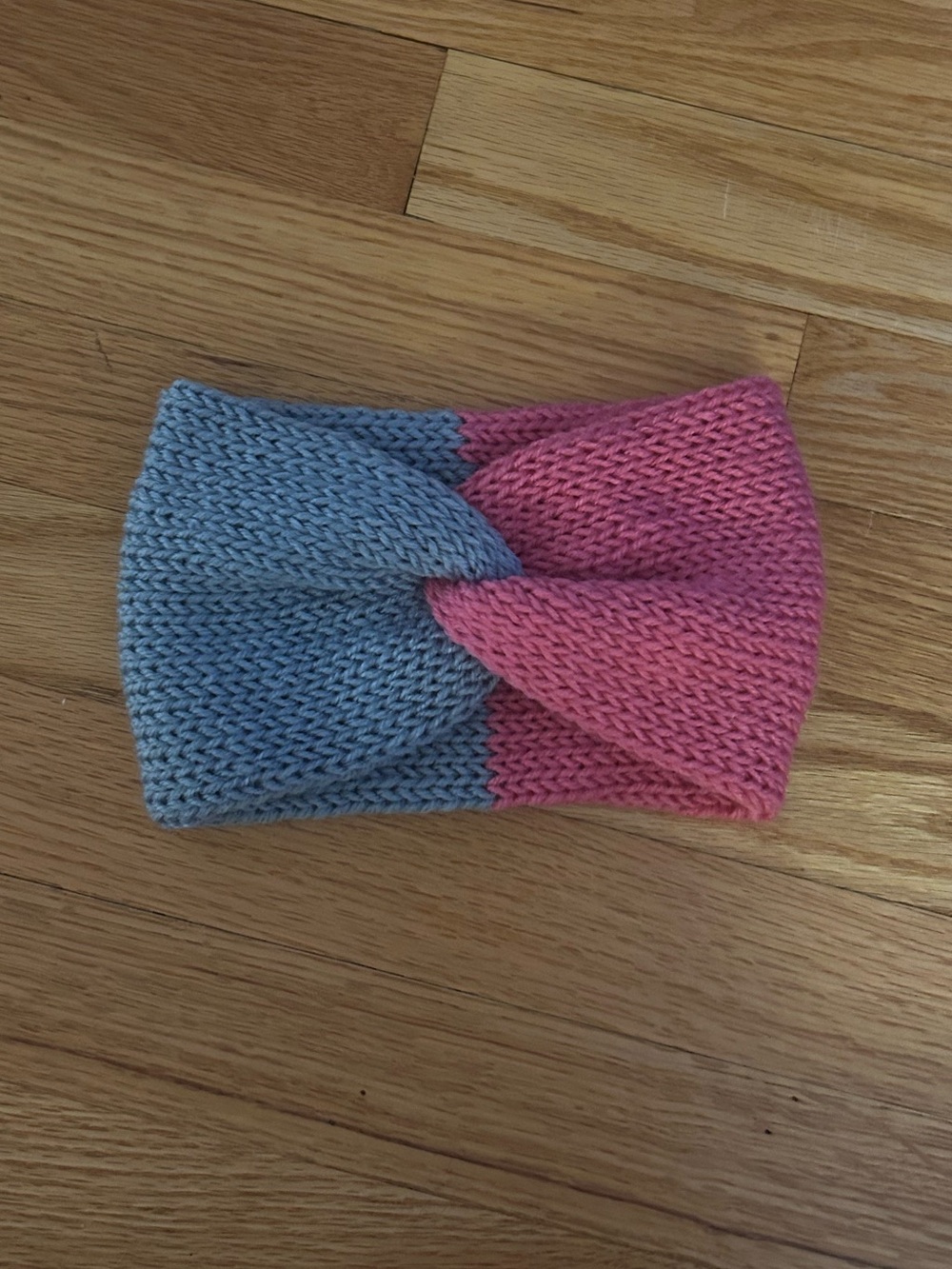 Kids Two-Tone Knit Headband - Pink & Blue